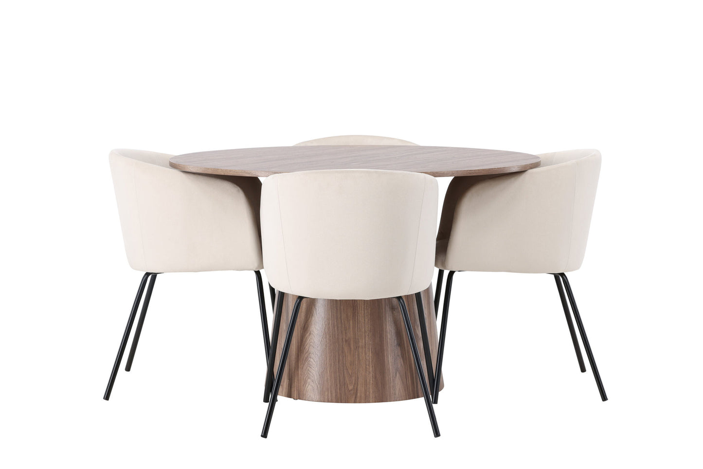 Lanzo spisebord φ120 - Naturlig / naturlig MDF +Berit -stol - sort / beige fløjl _4
