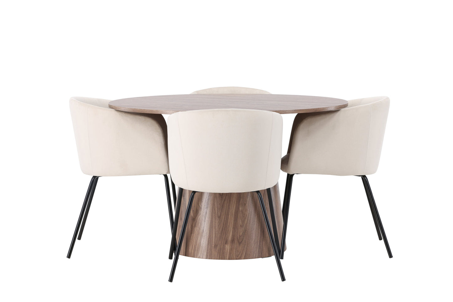 Lanzo spisebord φ120 - Naturlig / naturlig MDF +Berit -stol - sort / beige fløjl _4