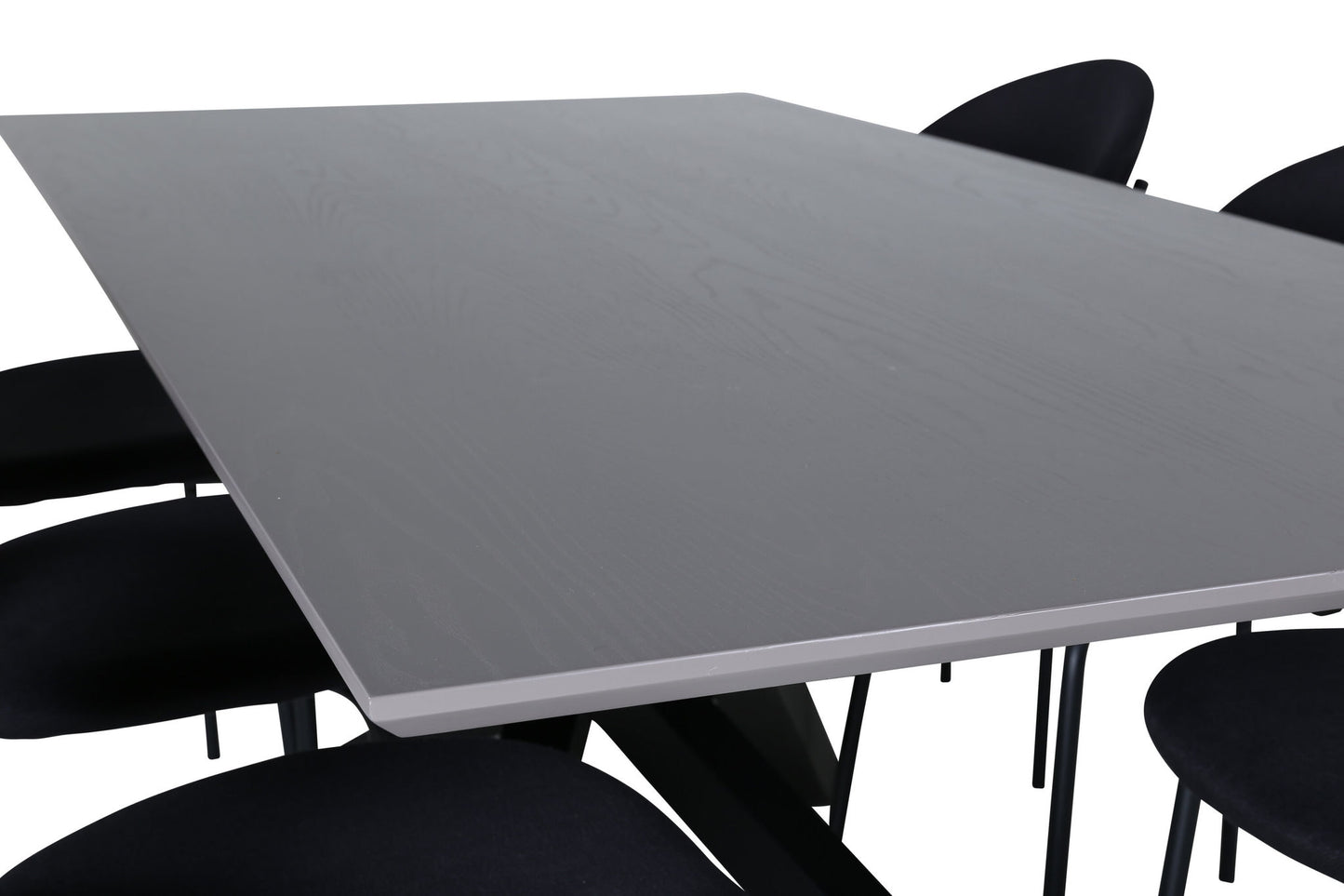 Piazza - Spisebord, Sort Grå finér+Vault Spisebordsstol , Sorte ben, Sort Stof