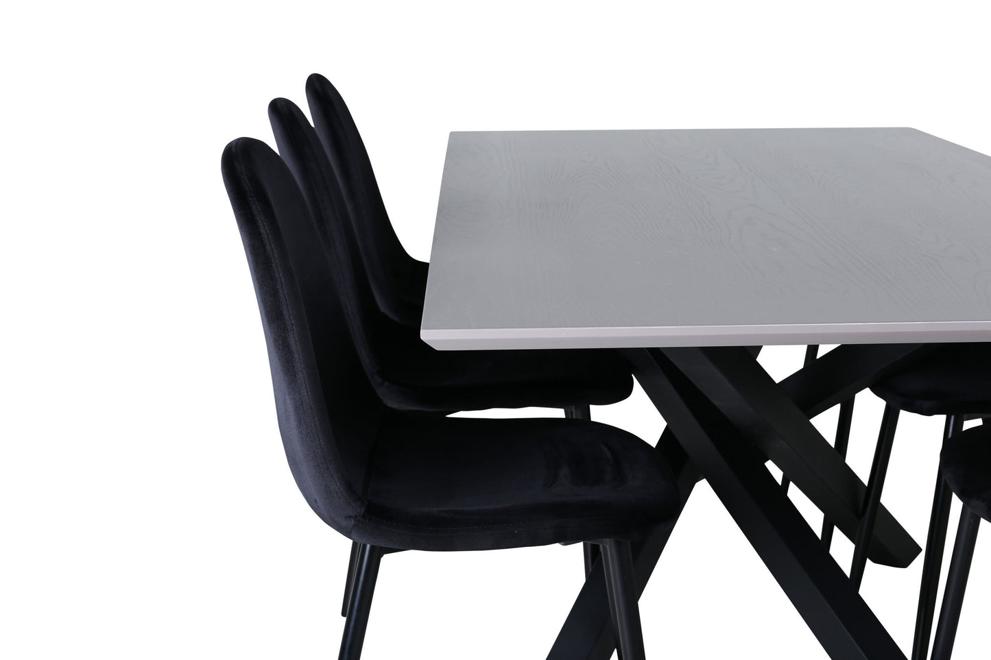 Piazza - Spisebord, Sort Grå finér+ Polar Spisebordsstol , Sorte ben Sort velour (ers√§tter 19902,888)