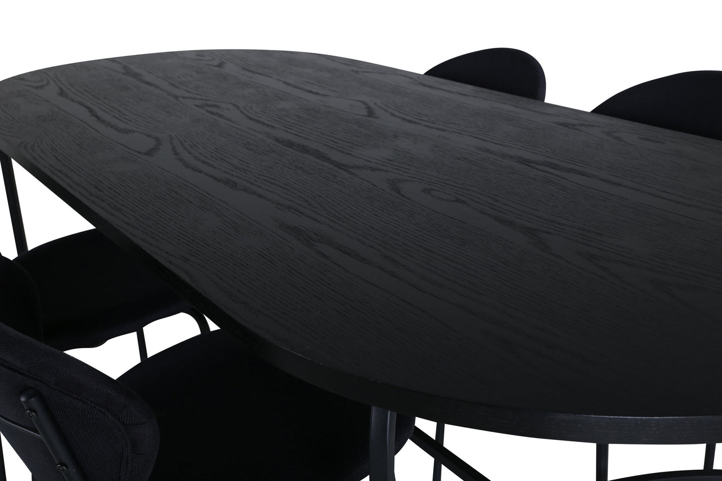 Skate - Ovalt spisebord, Sort finér+Vault Spisebordsstol, Sorte ben, Sort Stof