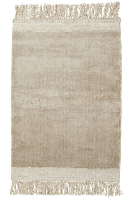 FILUCA shiny tæppe med frynser - 200x290 - beige