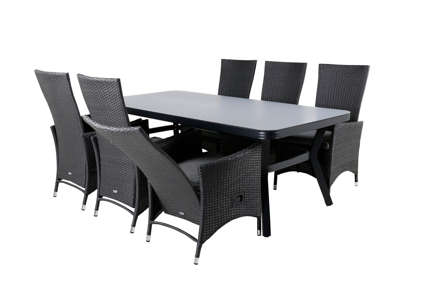 Virya - Spisebord, Sort Alu / Grå glas - big table+ Padova Stol (Recliner) - Sort/Grå