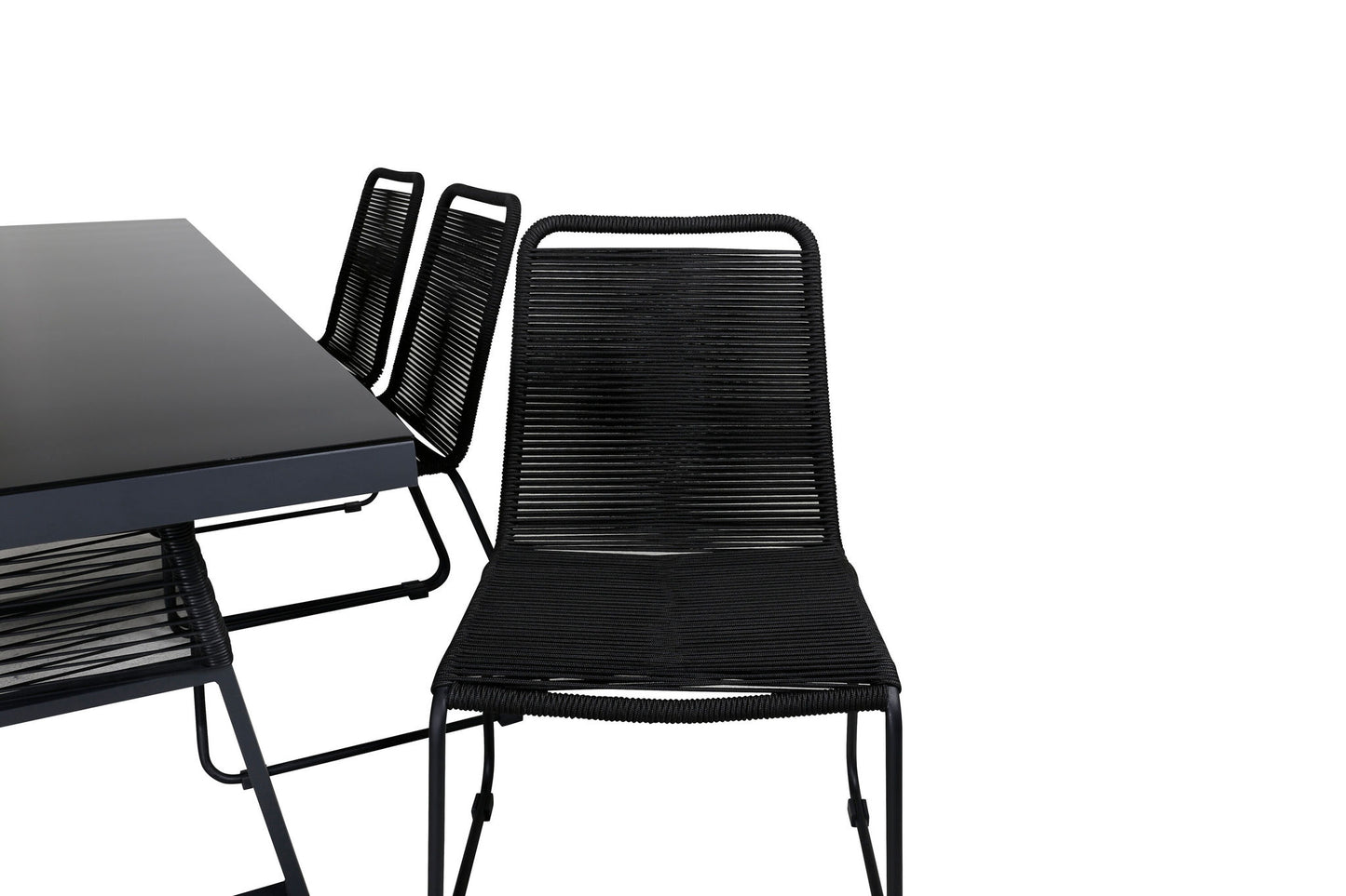 Dallas - Spisebord +Lidos Stabelbar stol - Sort Alu / Sort Reb