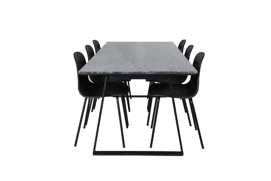Estelle - Spisebord, 200*90*H76 - Sort+Arctic Spisebordsstol - Sorte ben - Sort Plast