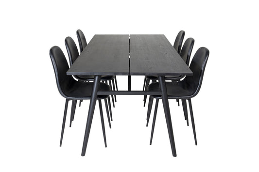 Sleek - Bord med forlængelse Sort Børstet - 195*95+ Polar Spisebordsstol - Sort