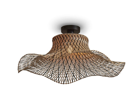 Loftslampe Ibiza bambus bølget dia.65xh.20cm sort/natur. L