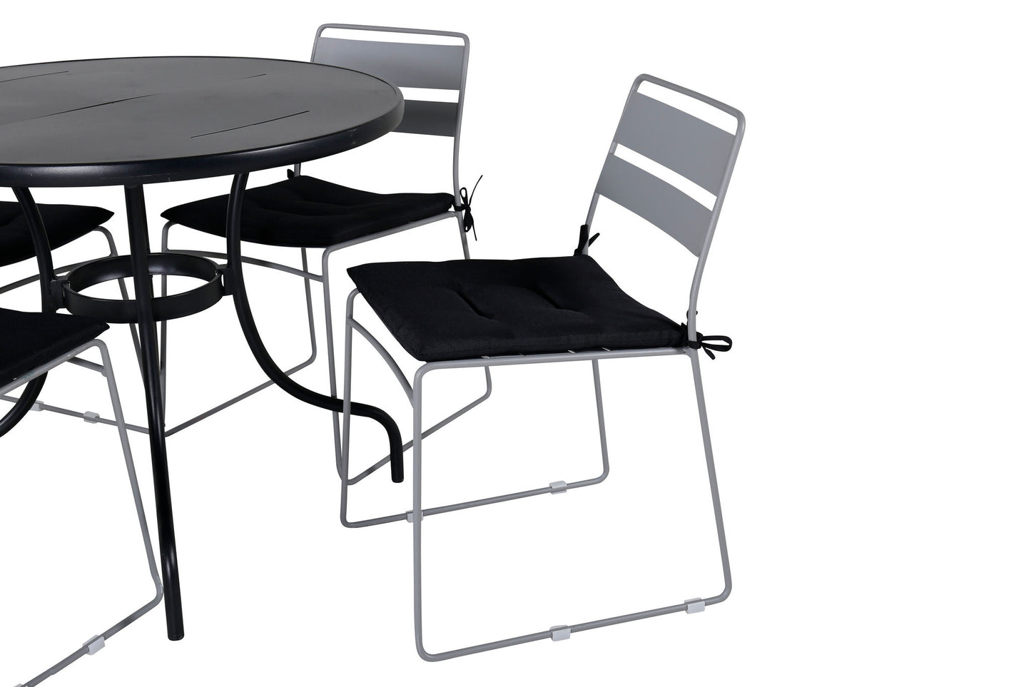 Nicke - Spisebord, Sort Stål - ø90cm+Lia Spisebordsstol - Grå