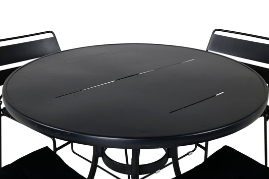 Nicke - Spisebord, Sort Stål - ø90cm+Lia Spisebordsstol - Sort