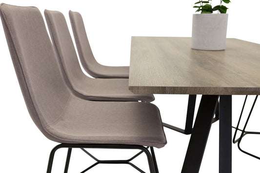 Maria Spisebord - Sort / Grå Ek - 180*90*H75+X-Spisebordsstol - Sort / Mellemgrå