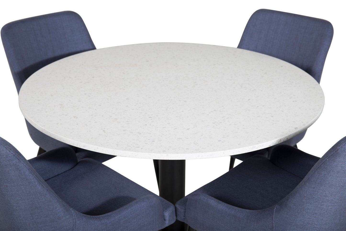 Razzia - Spisebord, ø106cm - Hvid / Sort+ Plaza Spisebordsstol - Sorte ben