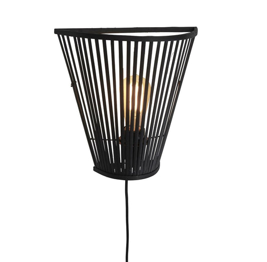 Væglampe Merapi bambus/tilspidset 30xh.30cm. sort
