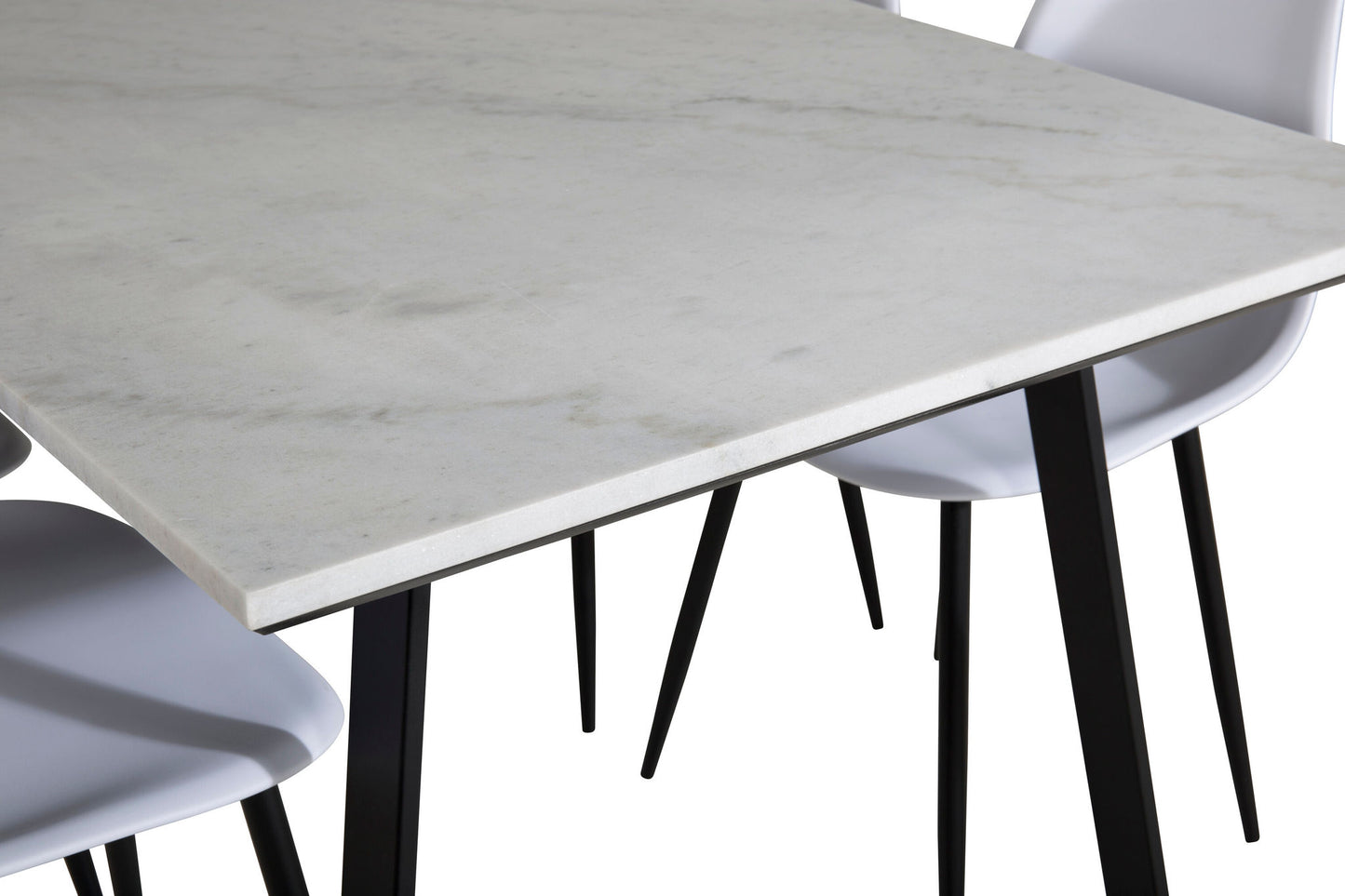 Estelle - Spisebord, 140*90 - Hvid / Sort+ Polar Plast Spisebordsstol - Sorte ben / Hvid Plast