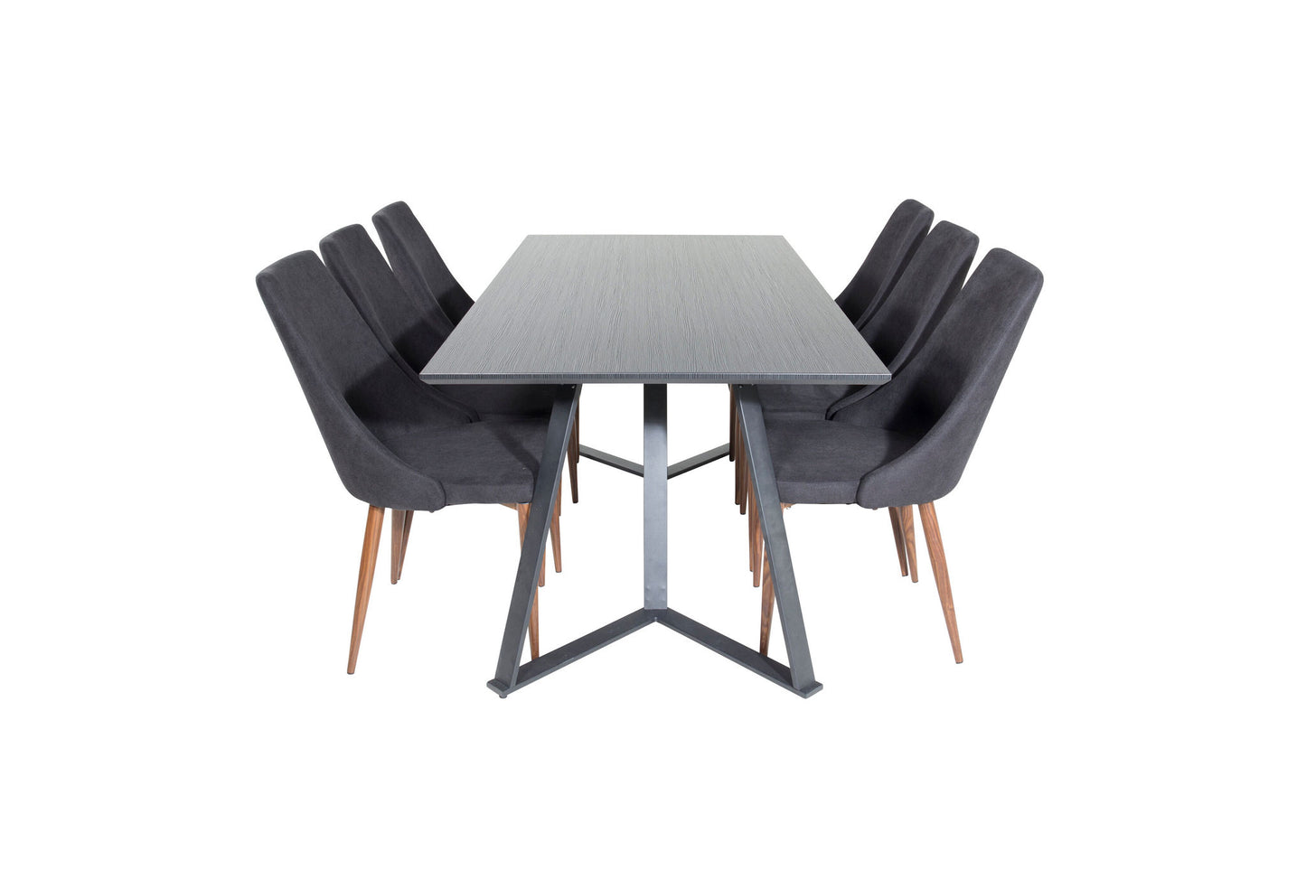Maria - Spisebord, Sort top / Sorte ben +Leone Spisebordsstol - Valnød ben - Sort Stof