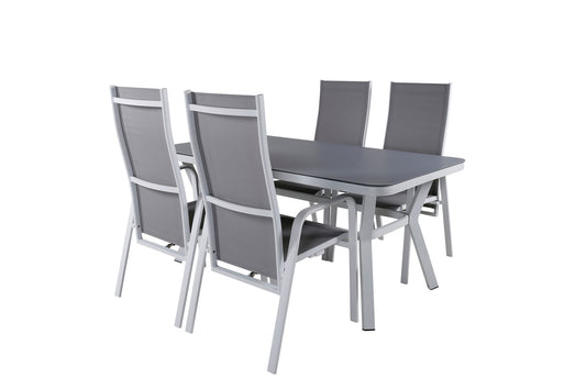 Virya - Spisebord, Hvid Alu / Grå glas - small table+Copacabana Recliner Stol - Hvid/Grå