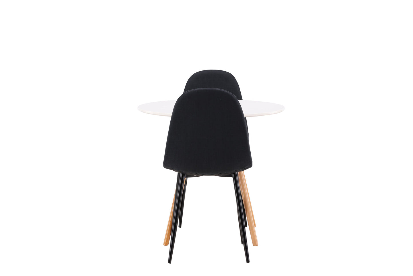 Danburi - Spisebord, Trælook / Trælook MDF + Polar Spisebordsstol - Sorte ben - Sort Stof