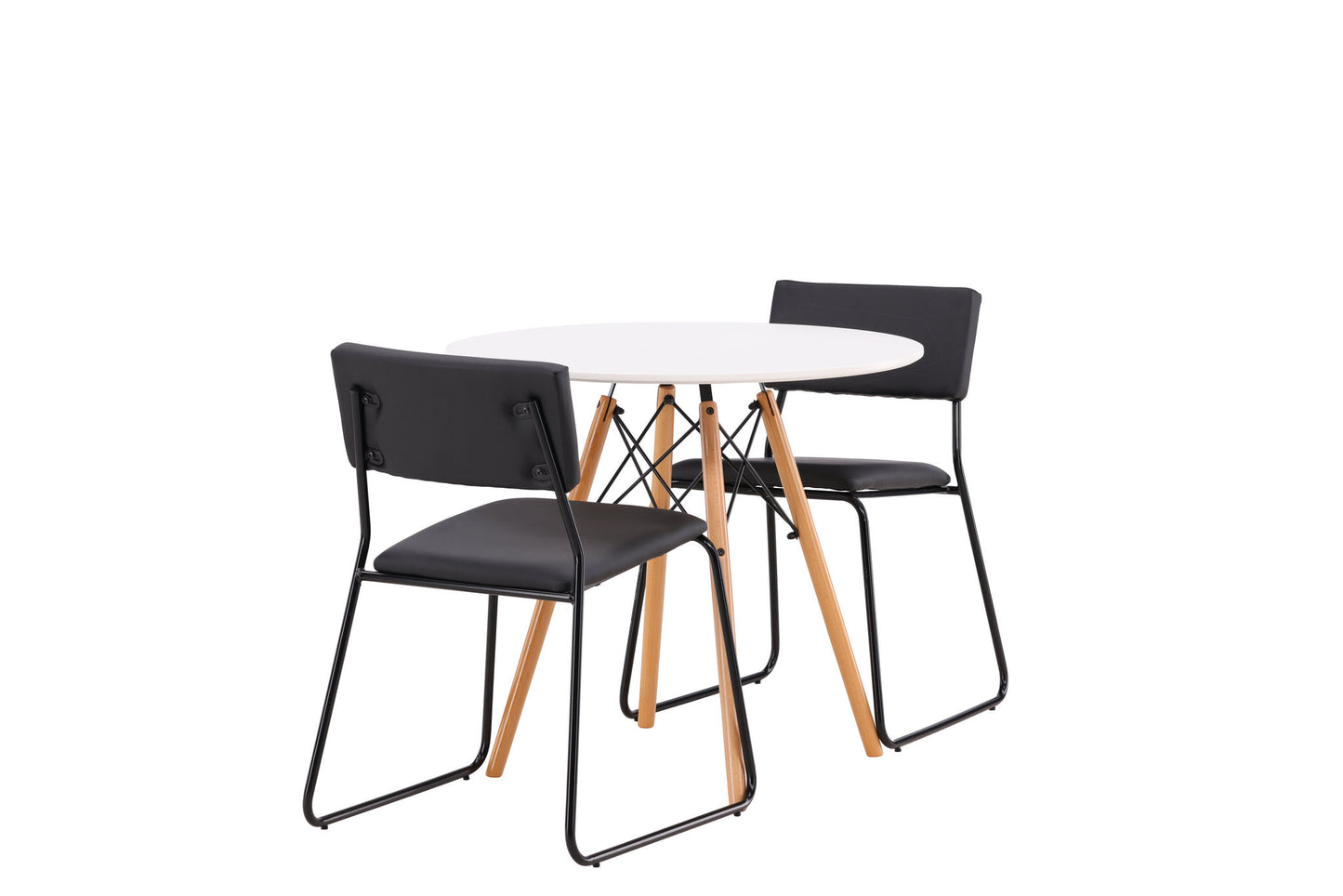 Danburi - Spisebord, Trælook / Trælook MDF + Kenth Stol - Sort PU