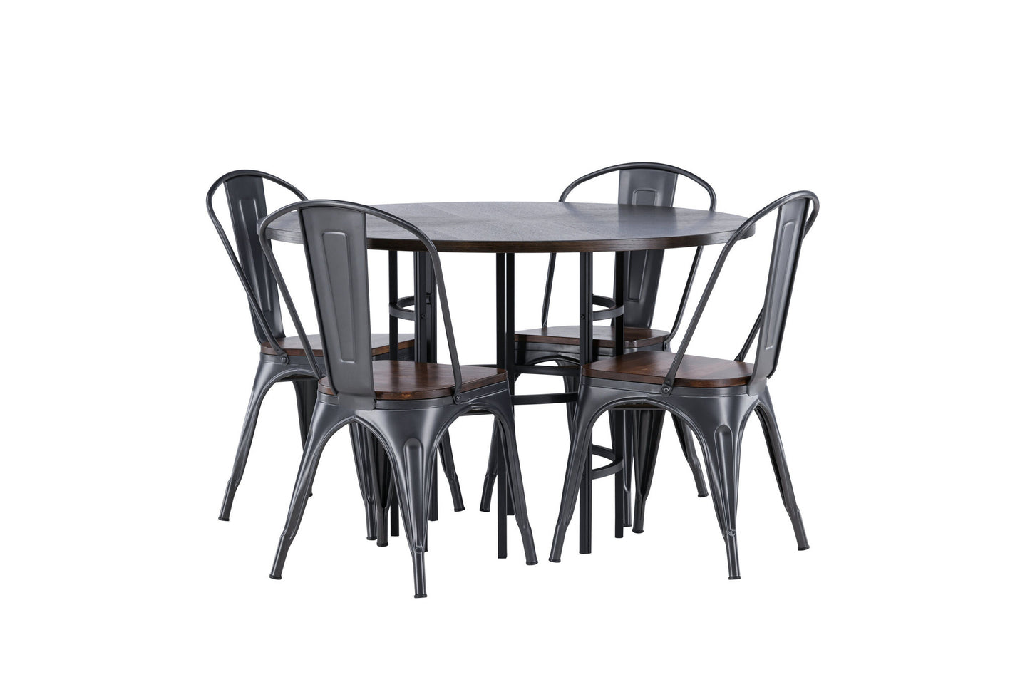 Copenhagen - Spisebord, Sort / Mokka finér + Tempe Spisebordsstol - Mørkegrå / Mørkebrun MDF