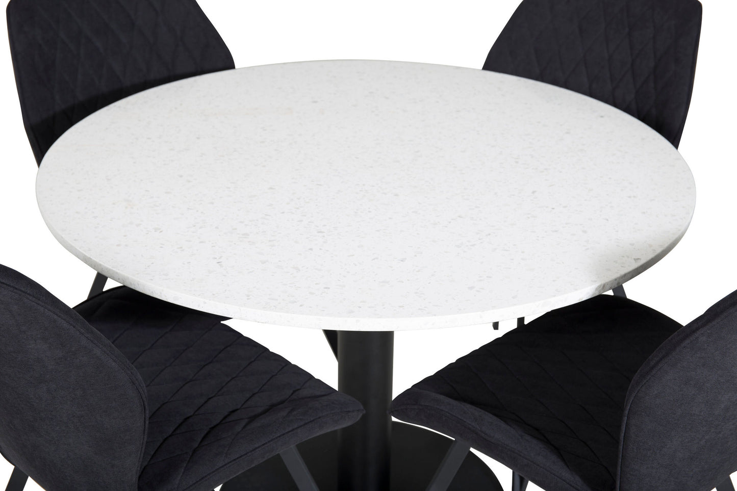 Razzia - Spisebord, ø106cm - Hvid / Sort+Gemma Spisebordsstol - Sorte ben