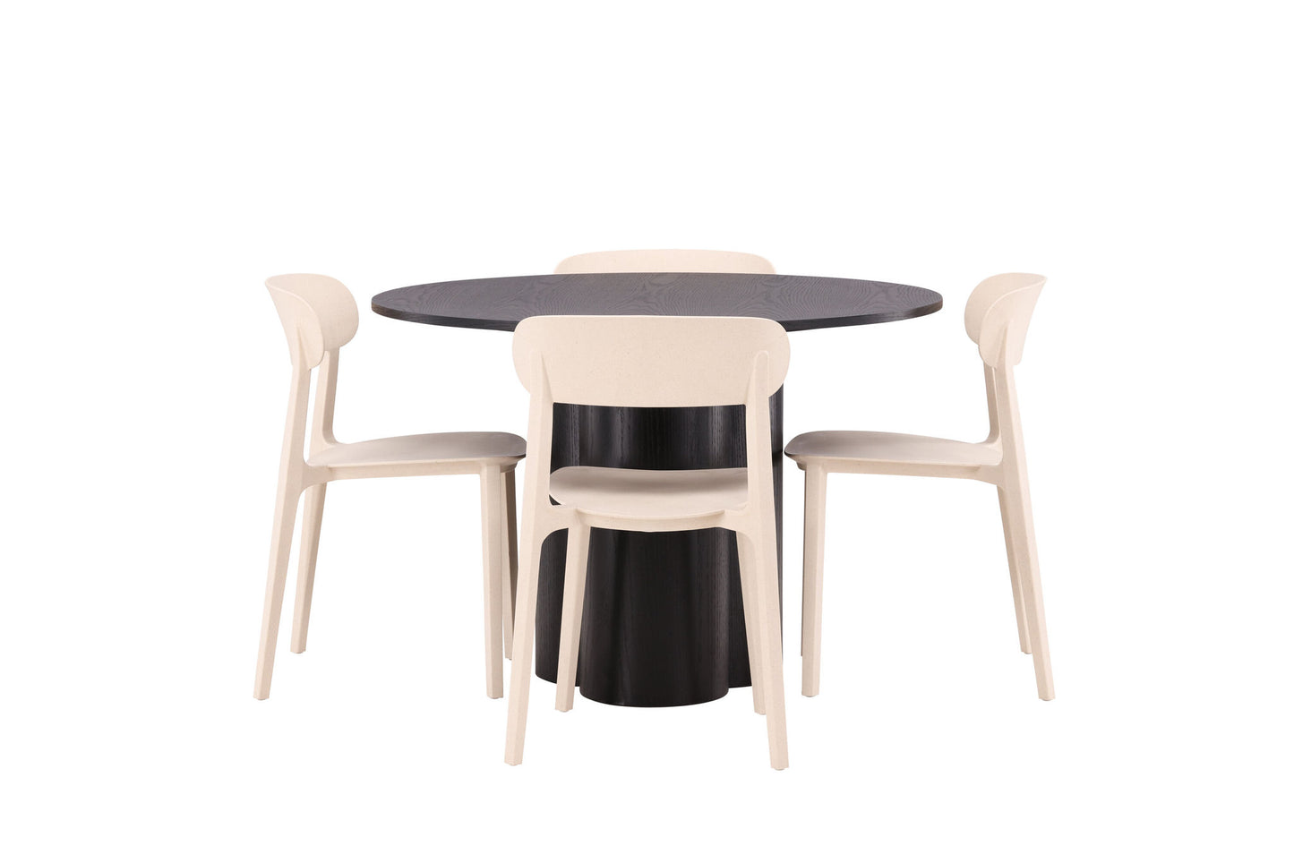 Olivia Spisebord - Sort finér+Åstol Spisebordsstol - NaturTræplasticcomposite
