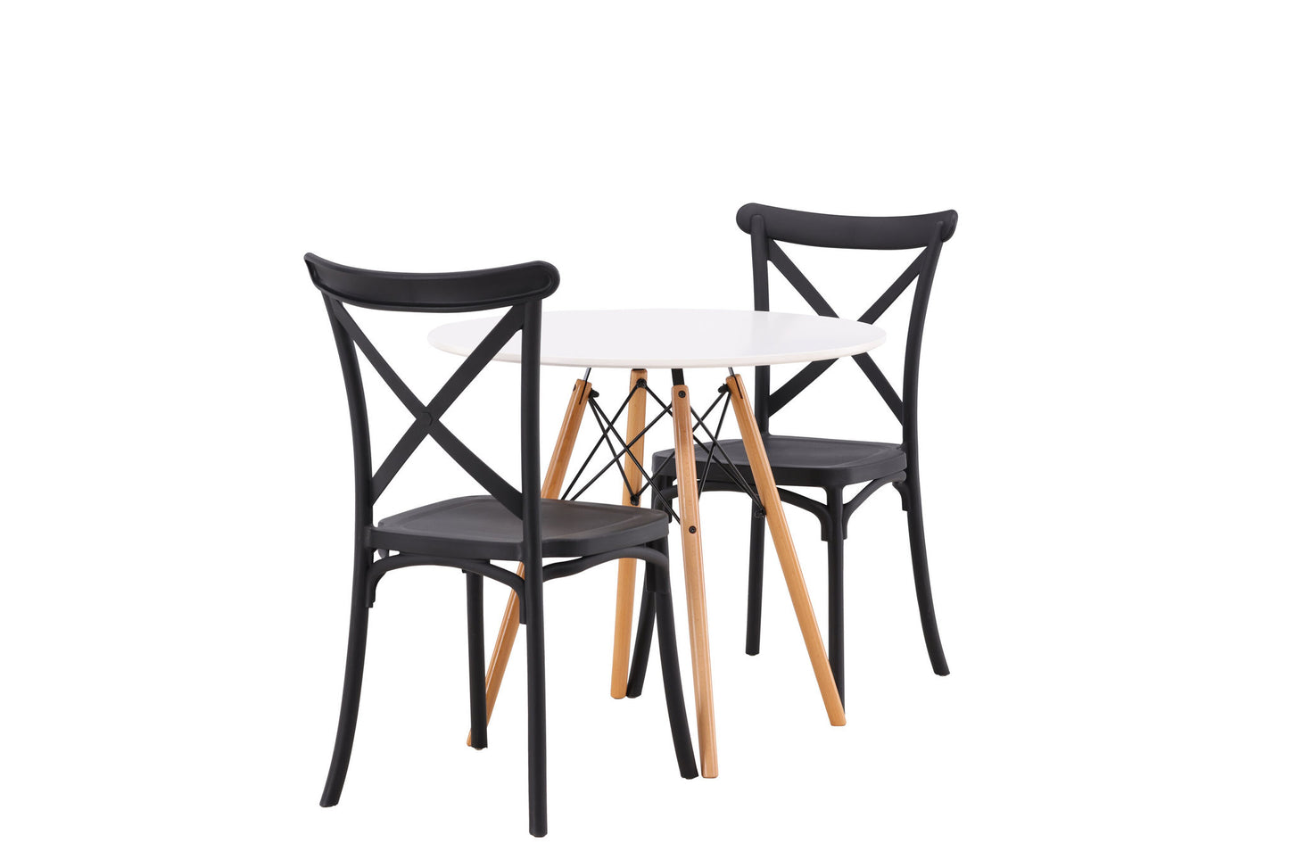 Danburi - Spisebord, Trælook / Trælook MDF +Crosett Spisebordsstol - Matsort / Matsort Plast