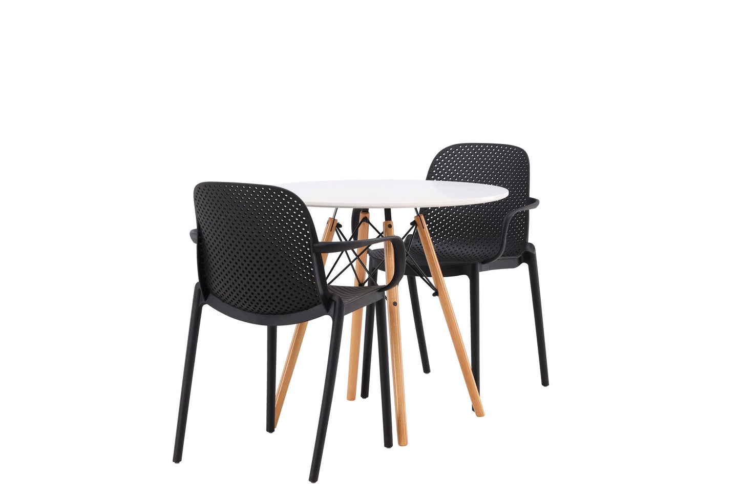 Danburi - Spisebord, Trælook / Trælook MDF + Baltimore Spisebordsstol - Sort Plast