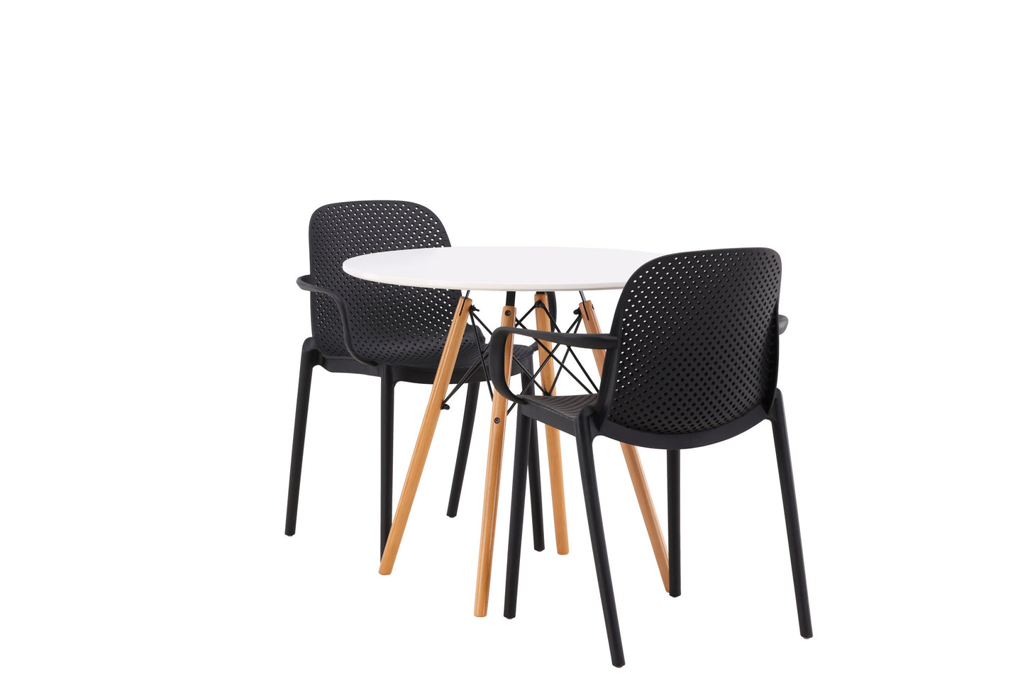 Danburi - Spisebord, Trælook / Trælook MDF + Baltimore Spisebordsstol - Sort Plast