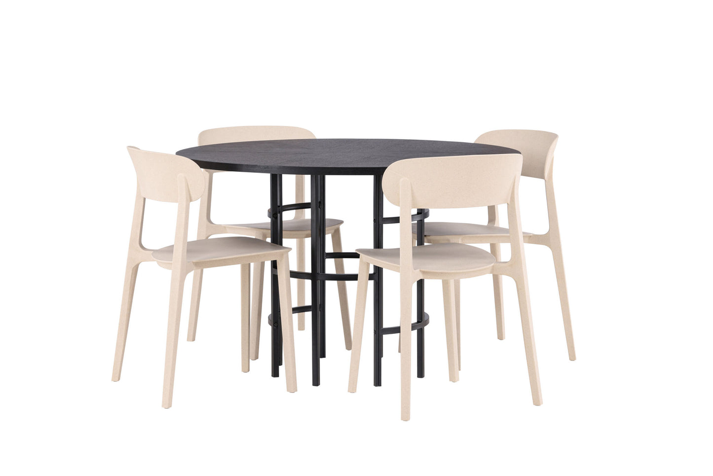 Copenhagen - Spisebord, Sort finér +Åstol Spisebordsstol - Natur Træ plastic composite