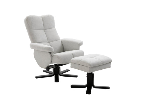 Sven Recliner with Ottoman, Grey Fabric