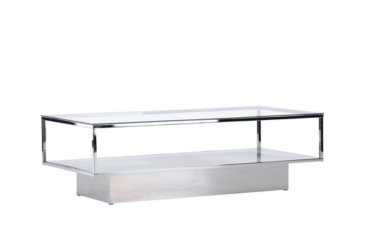 Maglehem - Sofabord - Sølv Krom / Klar glas