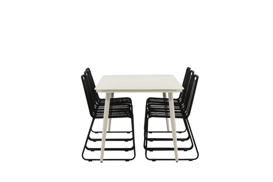 Lia - Spisebord, Beige - 200*90 Lidos Stabelbar stol - Sort Alu / Sort Reb