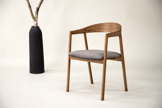 Långön Dining Chair - Natural / Brown Fabric