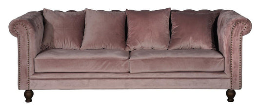 Velour 3-personers sofa - Dusty Pink
