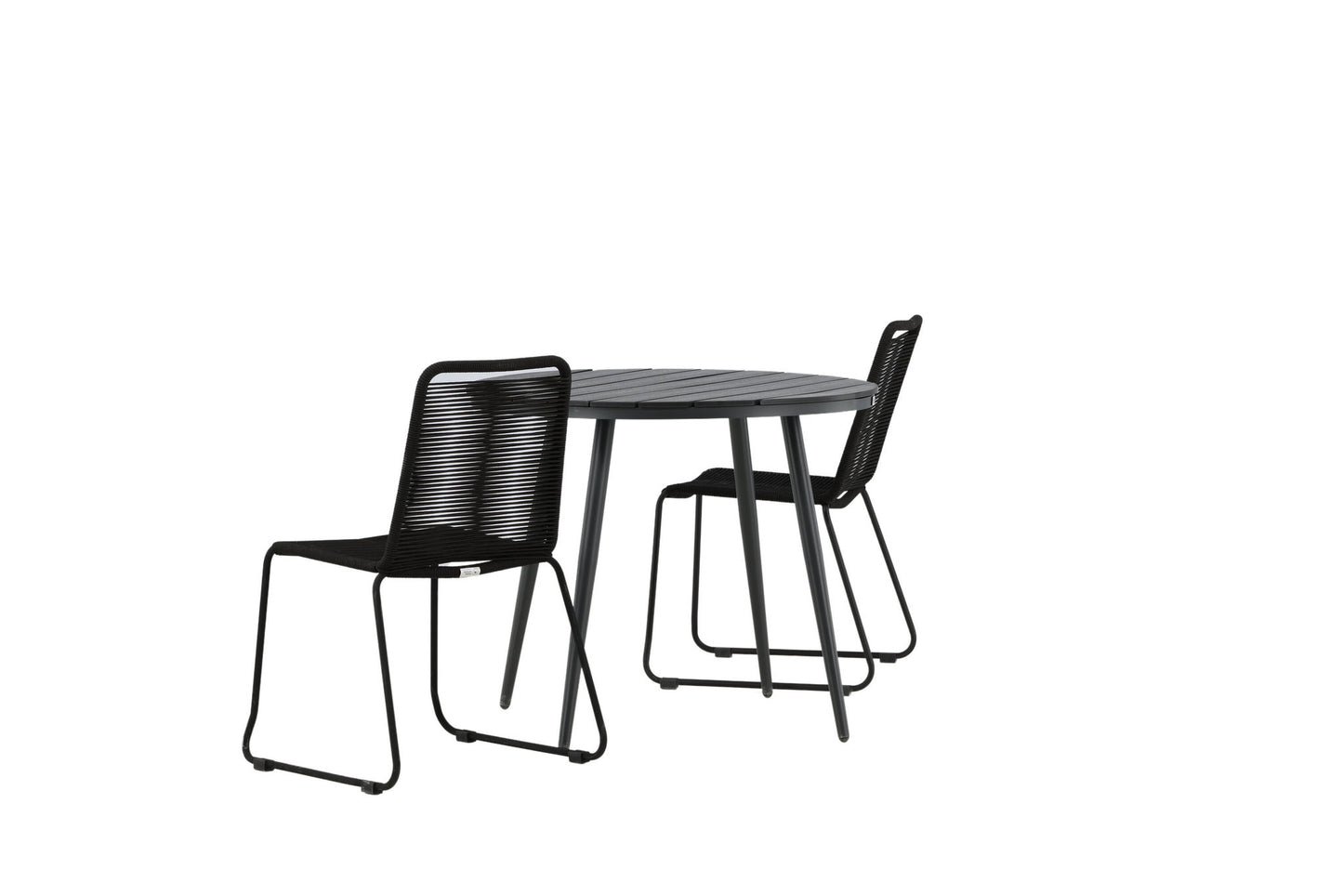 Break - Spisebord, Rundt - Sort - Alu / Nonwood - 90ø Lidos Stabelbar stol - Sort Alu / Sort Reb
