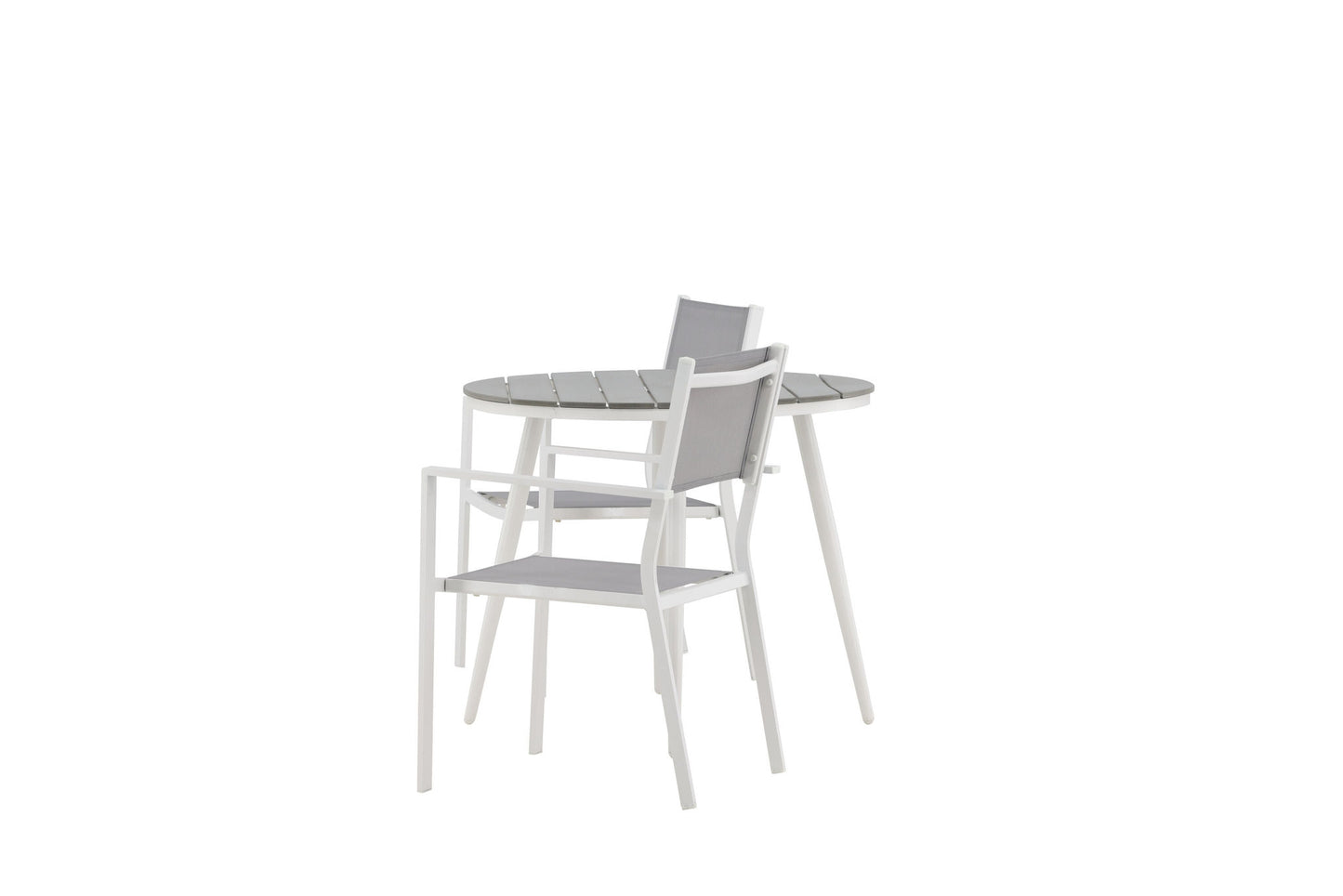Break - Spisebord, Rundt - Hvid / Grå - Alu / Nonwood - 90ø Copacabana Stabelbar stol - Hvid/Grå