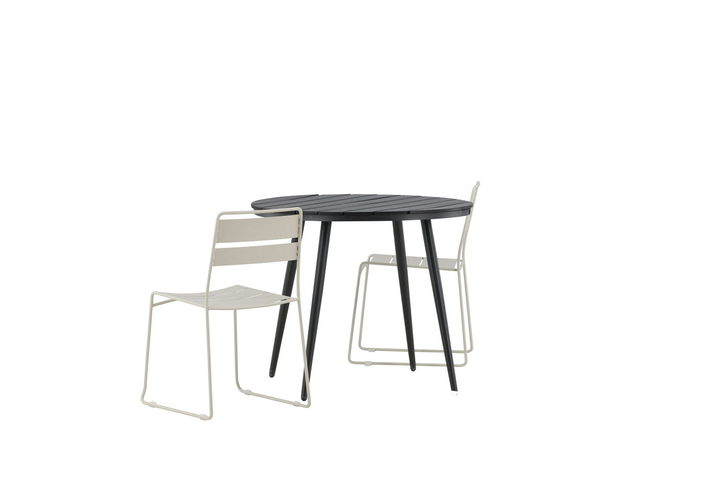 Break - Spisebord, Rundt - Sort - Alu / Nonwood - 90ø Lia Spisebordsstol - Beige