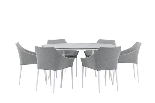 Break - Spisebord, Rundt - Hvid / Grå - Alu / Nonwood - 150ø Spoga - Spisebordsstol - Hvid / Grå