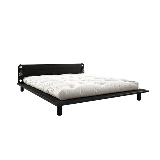 PEEK BED BLACK LACQUERED 140 X 200 W. 2 BED LAMPS-1