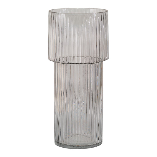Vase - Vase i mundblæst glas, klar, rund, Ø17,5x40 cm