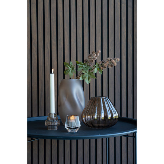 Vase - Vase i mundblæst glas, røgfarvet brun, 15,5x15,5x25 cm