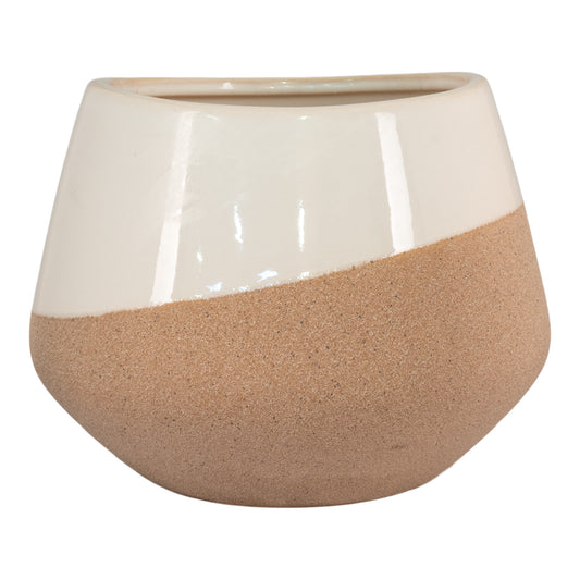 Urtepotte - Urtepotte i keramik, beige/brun, rund, Ø20,5x15 cm