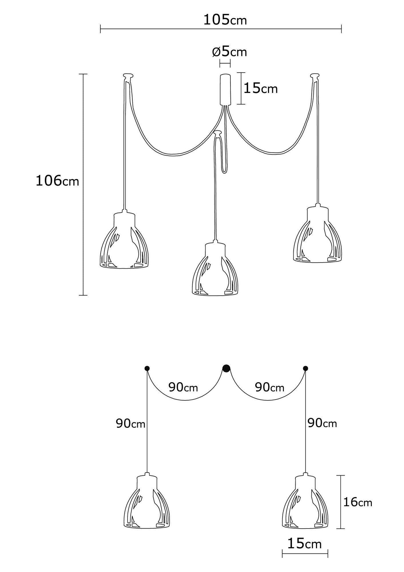 Loftlampe Kemah - 1232 - Sort