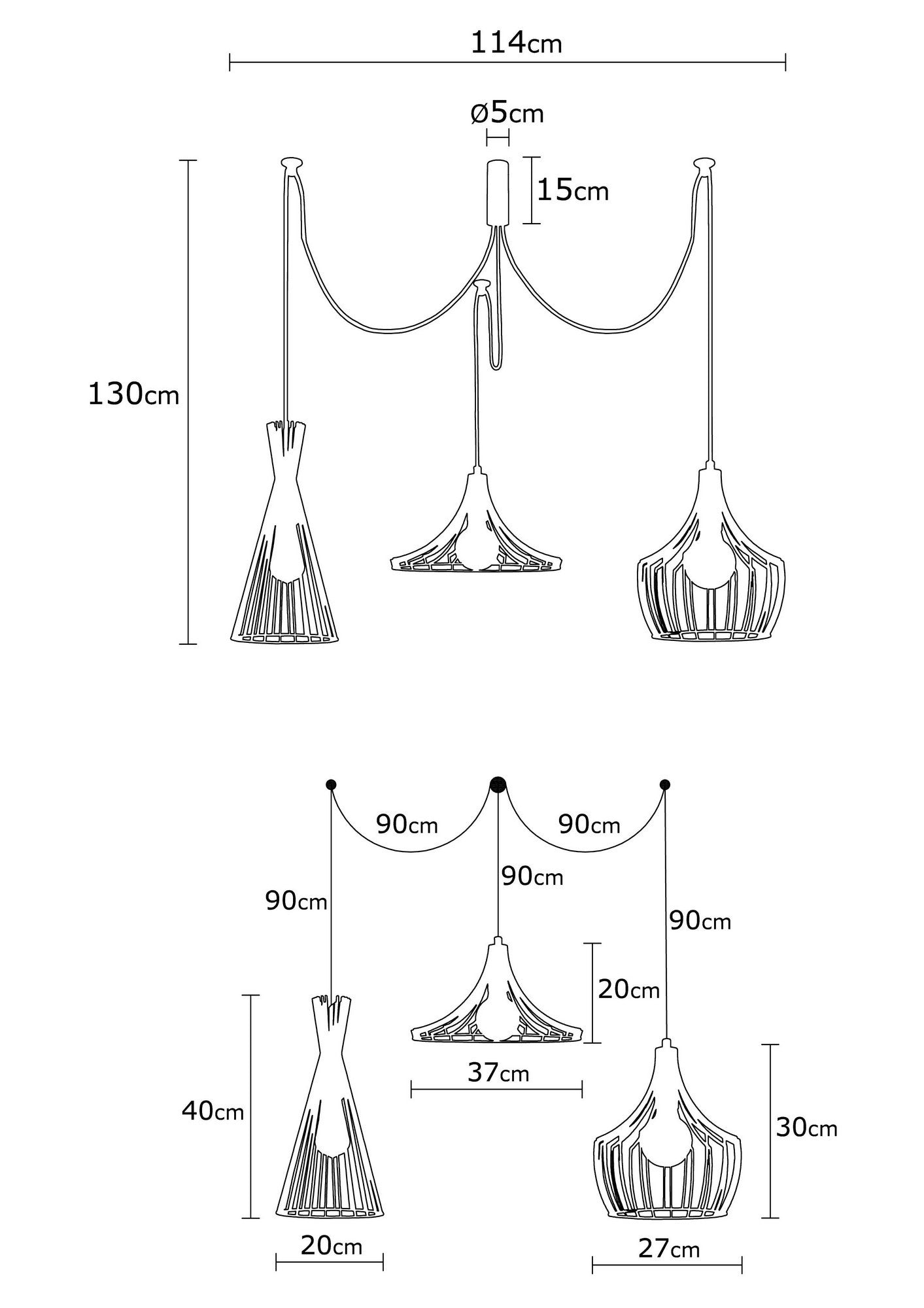 Loftlampe Mezopotamya - 1291 - Sort