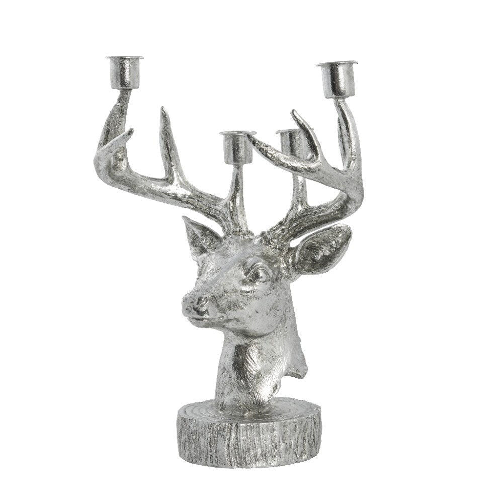 Serafina lysestage hjort H31cm sølv