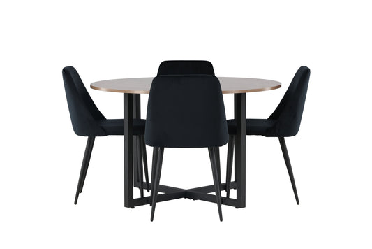 Durango spisebord - sort / valnød MDF +nat spisestol - sort / sort fløjl _4