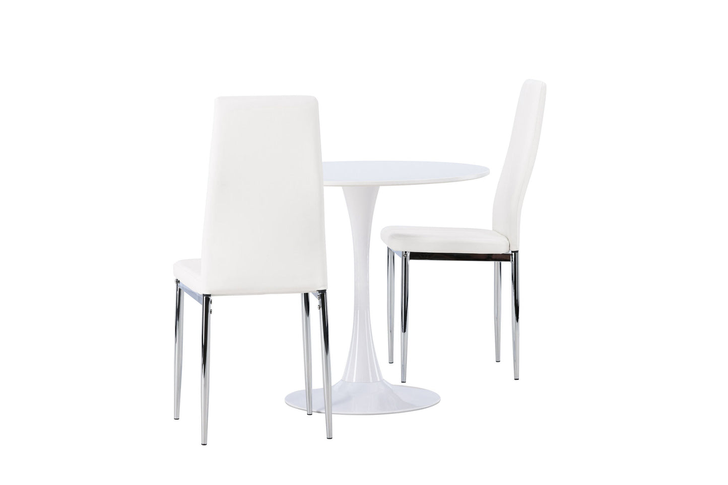 Hamden spisebord - hvid MDF +Pastill spisestol - sølv / hvid pu _2