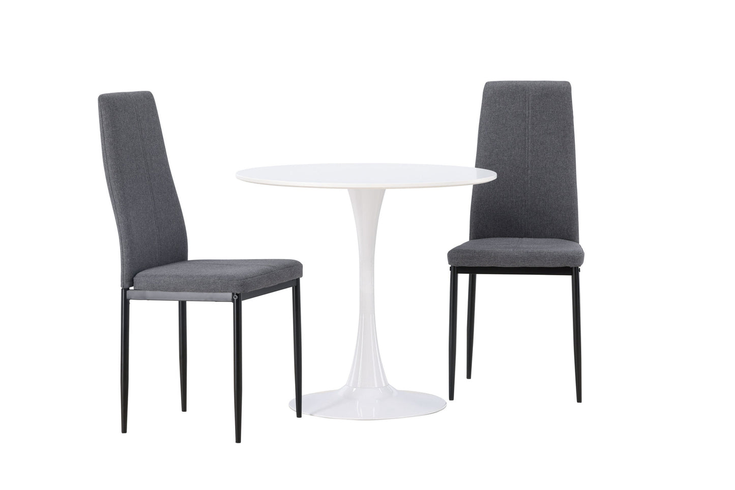 Hamden spisebord - hvid MDF +Petra spisestol - sort / mørkegrå stof _2