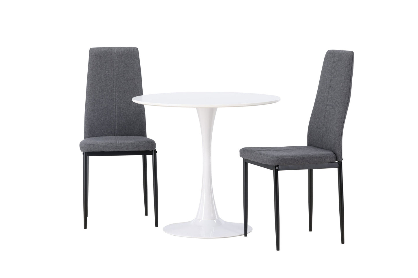 Hamden spisebord - hvid MDF +Petra spisestol - sort / mørkegrå stof _2