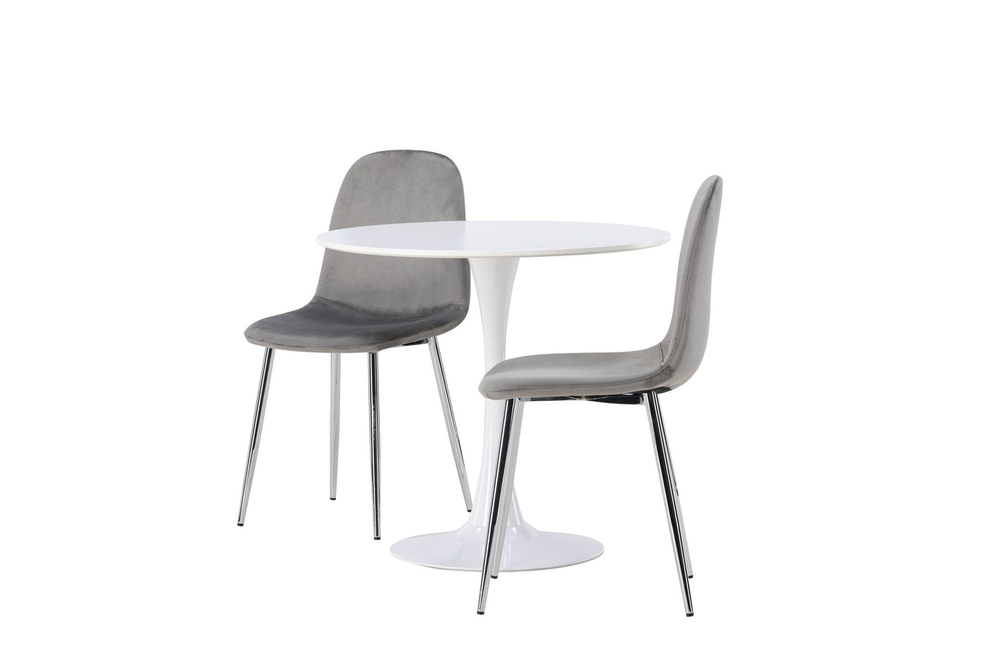 Hamden spisebord - hvid MDF +Eva spisestol - lysegrå / lysegrå fløjl _2