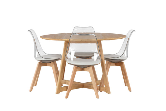 Yakidon Spisebord - Rumbertræ / Oaklook MDF +Edvin Spisestol - Natur / kæledyr (sædepudehvide) kæledyrsoverflade, sæde med sædvanlig svamp _4